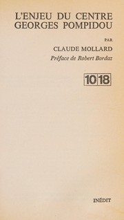 Cover of: L' enjeu du Centre Georges Pompidou