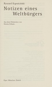 Cover of: Notizen eines Weltbürgers