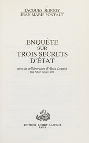 Cover of: Enquête sur trois secrets d'Etat