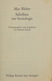 Cover of: Schriften zur Sociologie by Max Weber