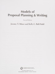 Cover of: Models of proposal planning & writing