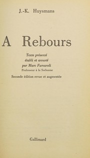 Cover of: À rebours by Joris-Karl Huysmans