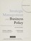 Cover of: Strategic Management and Business Policy