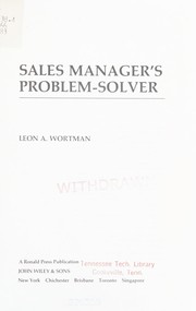 Cover of: Sales manager's problem-solver