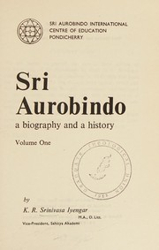 Cover of: Sri Aurobindo by K. R. Srinivasa Iyengar
