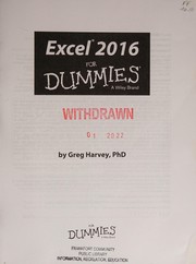 Cover of: Excel 2016 for dummies