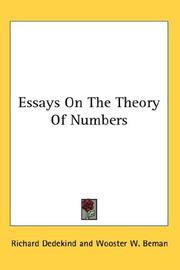 Cover of: Essays On The Theory Of Numbers by Richard Dedekind