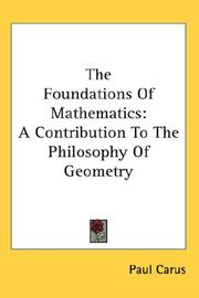 Cover of: The Foundations Of Mathematics by Paul Carus