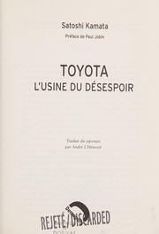Cover of: Toyota: l'usine du désespoir