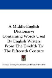 Cover of: A Middle-English dictionary