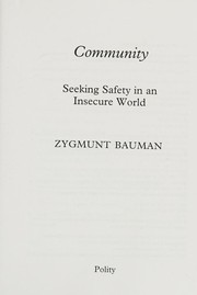 Cover of: Community: seeking safety in an insecure world