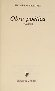 Cover of: Obra poética, 1960-1986
