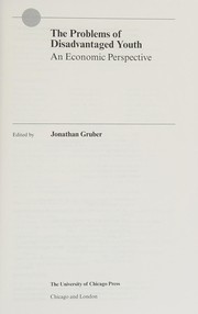 Cover of: The problems of disadvantaged youth: an economic perspective