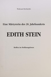 Cover of: Eine Märtyrerin des 20: Jahrhunderts, Edith Stein, Hoffen im Hoffnungslosen