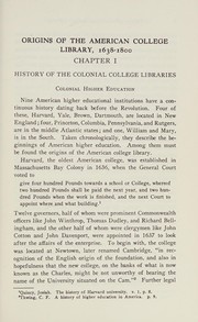 Cover of: Origins of the American college library, 1638-1800.