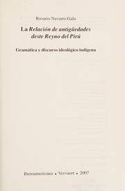 La relación de antigüedades deste reyno del Pirú by Rosario Navarro Gala