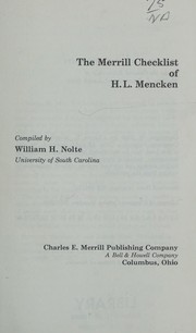 Cover of: The Merrill checklist of H. L. Mencken