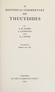 Cover of: A historical commentary on Thucydides by Gomme, A. W.