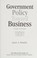 Cover of: Government Policy Toward Business