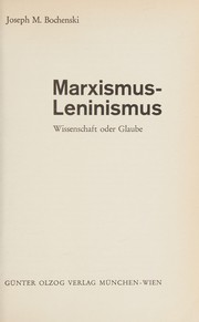 Cover of: Marxismus-Leninismus: Wissenschaft oder Glaube