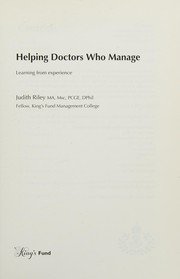 Cover of: Helping Doctors Who Manage