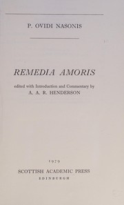 Cover of: Remedia amoris