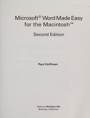 Cover of: Microsoft Word made easy for the Macintosh