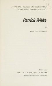 Cover of: Patrick White.