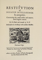 Cover of: A restitution of decayed intelligence
