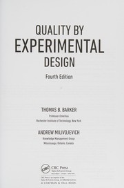 Cover of: Quality by experimental design