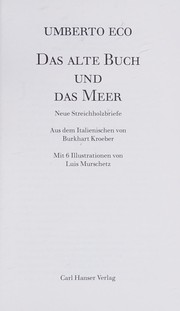 Cover of: Das alte Buch und das Meer: neue Streichholzbriefe