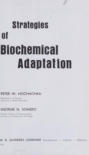 Cover of: Strategies of biochemical adaptation