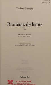 Cover of: Rumeurs de haine by Tasalimā Nāsarina