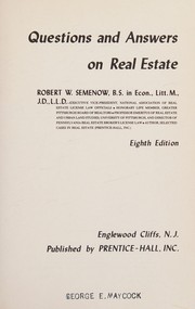 Cover of: Questions and answers on real estate by Robert William Semenow