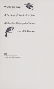 Cover of: Words for birds: a lexicon of North American birds with biographical notes