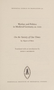 Cover of: Warfare and Politics in Medieval Germany, C. 1000: On the Variety of Our Times