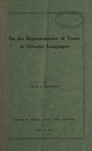 Cover of: On the representation of tones in oriental languages