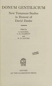 Cover of: Donum gentilicium: New Testament studies in honour of David Daube
