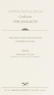 Cover of: Analects by Confucius, Michael Nylan, Simon Leys