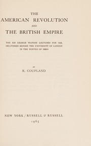 Cover of: The American Revolution and the British Empire.