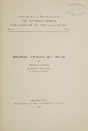 Cover of: Sumerian liturgies and psalms