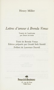 Cover of: Lettres d'amour à Brenda Venus