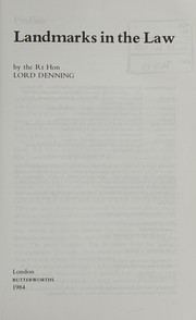 Cover of: Landmarks in the law by Alfred Thompson Denning