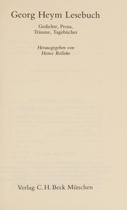 Cover of: Georg Heym Lesebuch: Gedichte, Prosa, Traüme, Tagebücher