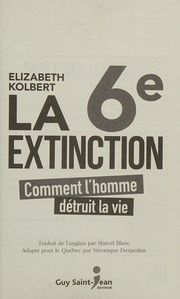 Cover of: La 6e extinction by Elizabeth Kolbert
