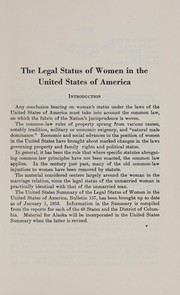 Cover of: The legal status of women in the United States of America: Report for Alaska as of January 1, 1958