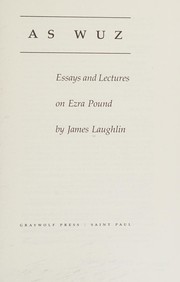 Cover of: Pound as wuz: essays and lectures on Ezra Pound