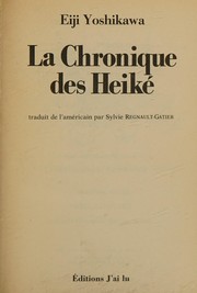 Cover of: La chronique des Heiké