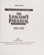 Cover of: Student workbook to accompany The litigation paralegal: a systems approach, third edition