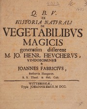 Cover of: Ex historia naturali de vegetabilibus magicis generatim